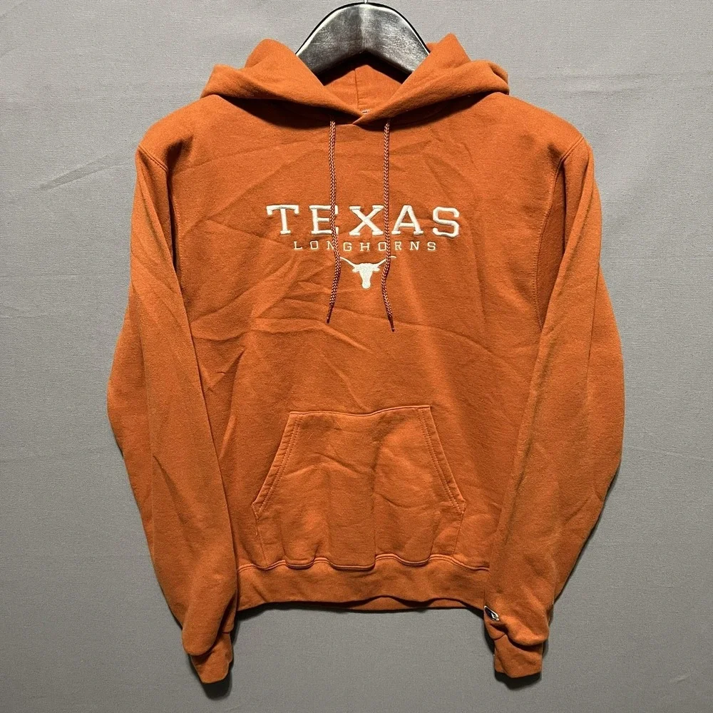 Texas Longhorns Champion Hoodie Mens Small Orange College Graphic Fleece - Picture 1 of 4